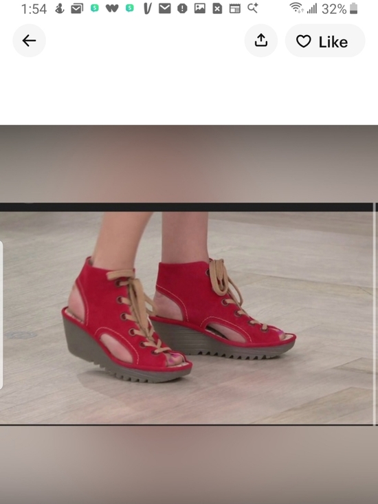 Fly London Shoes - Fly London Luna Wedge Heel Red Open Toe Lace Up Heel Sandals Comfortable